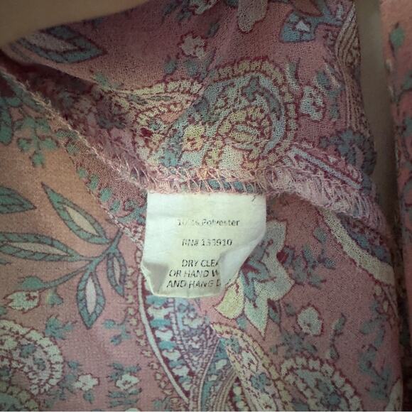 Show Me Your MuMu Sheer Long Sleeve Peasant Top Floral Paisley Lace Up Neckline - Picture 11 of 13